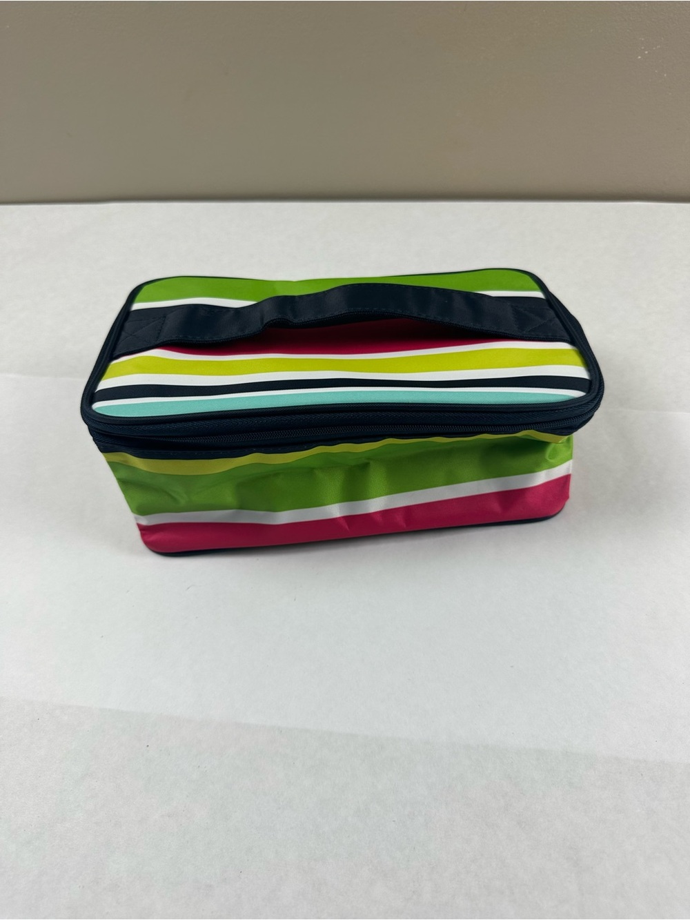 thirty-one Striped Green, Pink & Aqua Travel Makeup Organizer